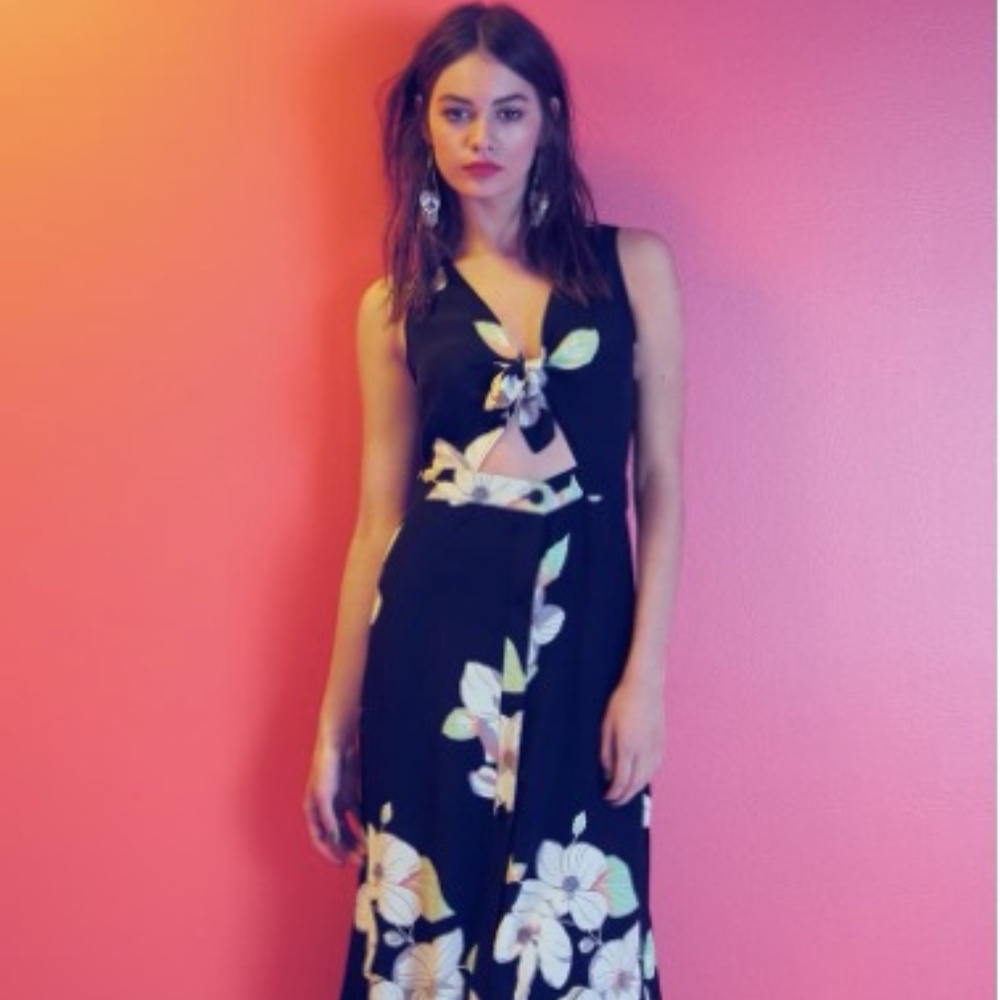 Leith Floral Tie Midi Dress XS